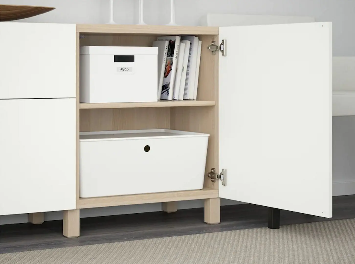 Tumba Ikea Besta cu sertare 180x40x74 (Aspect Stejar Antichizat/Lappviken Alb) - 4