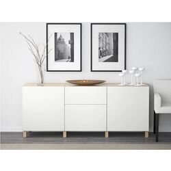 Tumba Ikea Besta cu sertare 180x40x74 (Aspect Stejar Antichizat/Lappviken Alb) Thumb