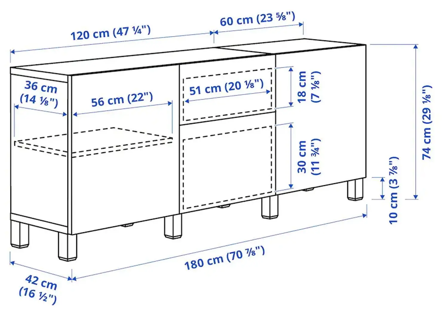 Tumba Ikea Besta cu sertare 180x40x74 (Aspect Stejar Antichizat/Lappviken Alb) - 2
