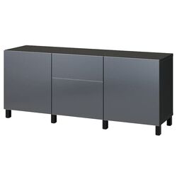 Tumba Ikea Besta cu sertare/sina sertar inchidere lina 180x42x74 (Negru-maro/Riksviken Aspect Cositor Mat Inchis)