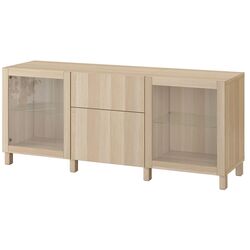 Буфет Ikea Besta/Lappviken/Sindvik/Stubbarp с ящиками 180x42x74 (Состаренный дуб/Белый дуб)