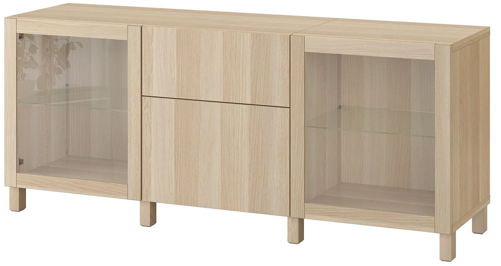 Bufet Ikea Besta/Lappviken/Sindvik/Stubbarp cu sertare 180x42x74 (Stejar antichizat/Stejar alb)