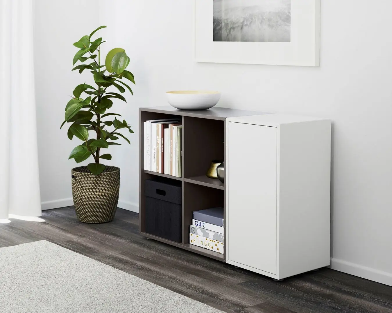Стеллаж Ikea Eket 105x35x72 (Белый/Темно-серый) - 3