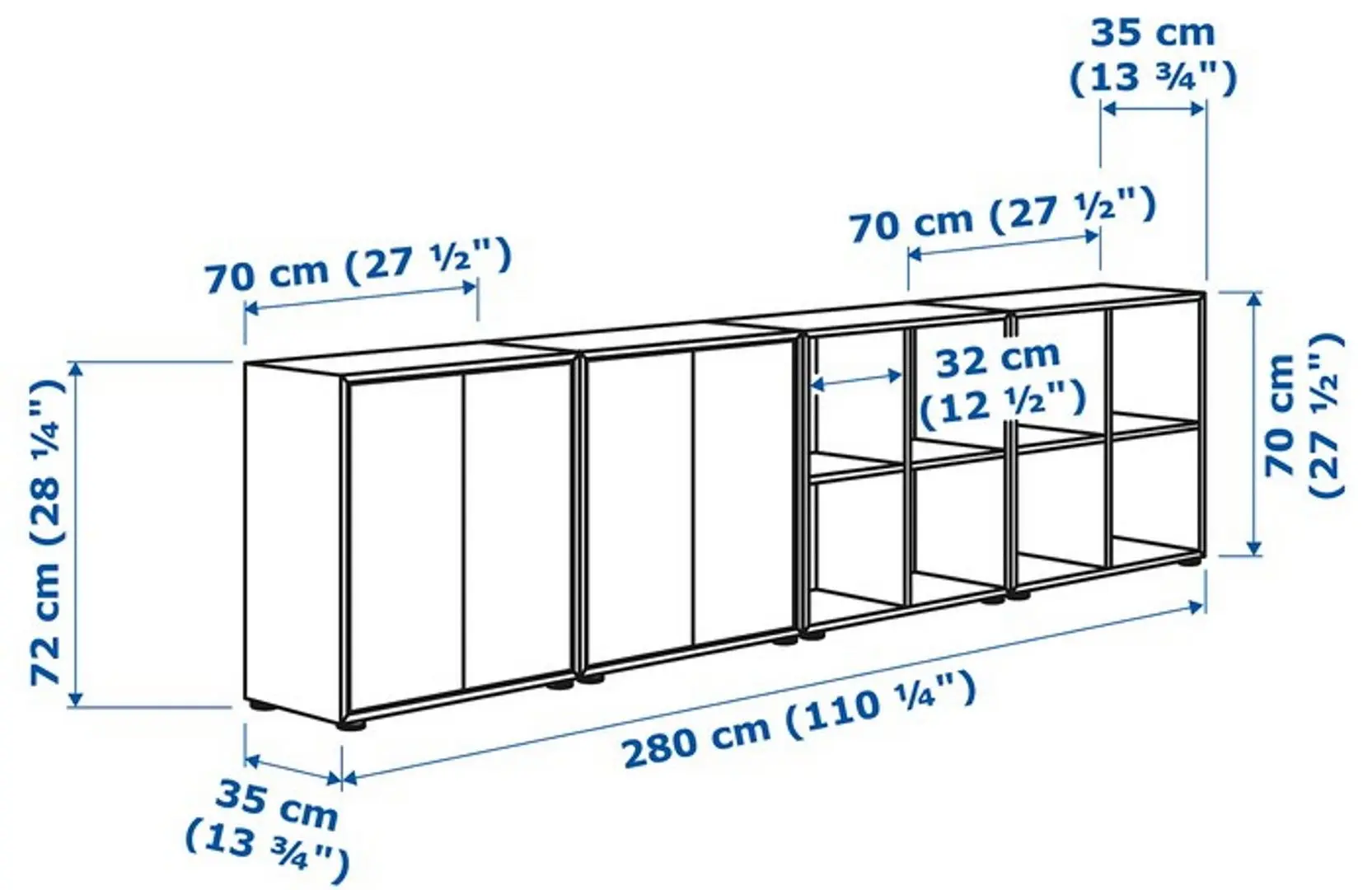 Etajera combinata Ikea Eket 280x35x72 (Alb)