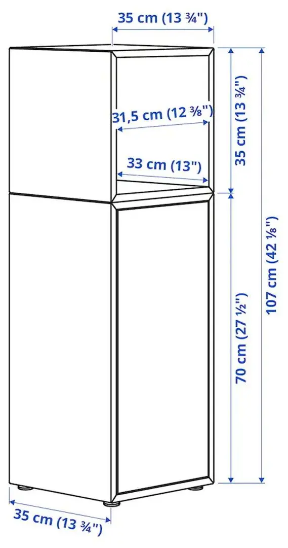 Tumba Ikea Eket cu picioare 35x35x107 (Alb)