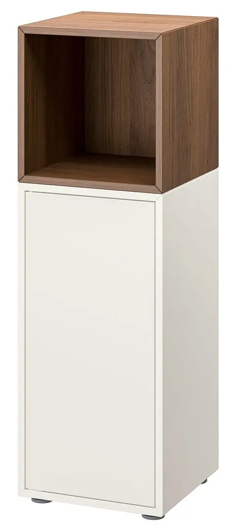 Tumba Ikea Eket cu picioare 35x35x107 (Alb/Aspect Nuc)