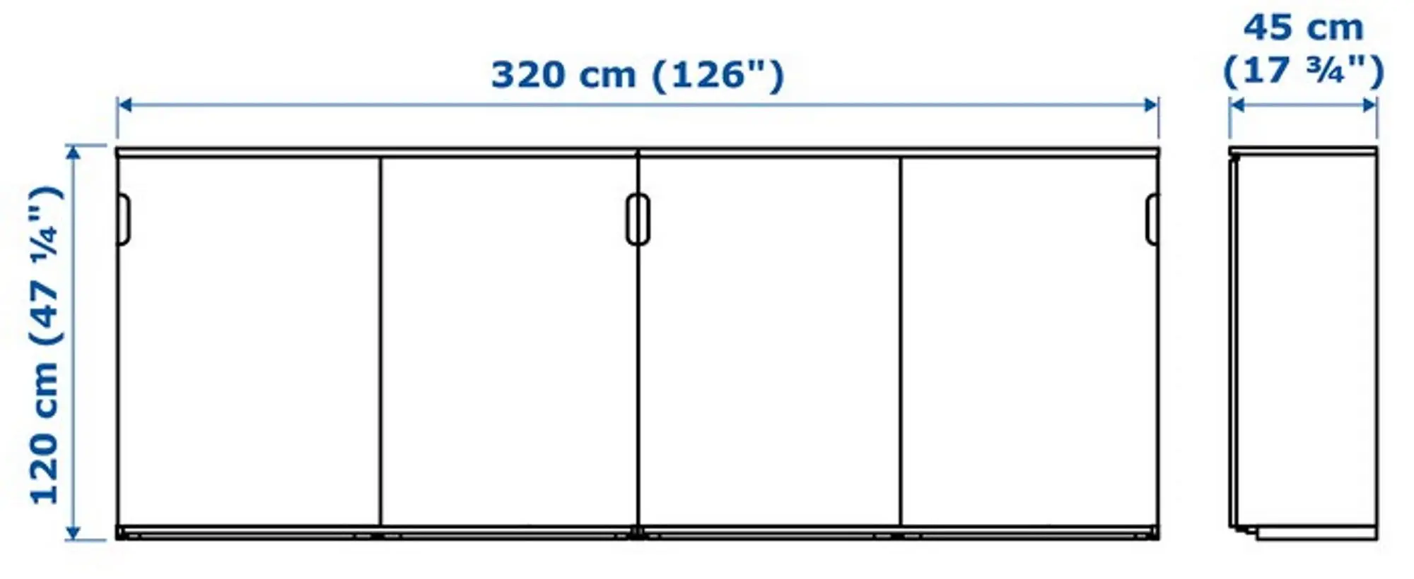 Tumba Ikea Galant usi glisante 320x120 (Alb)