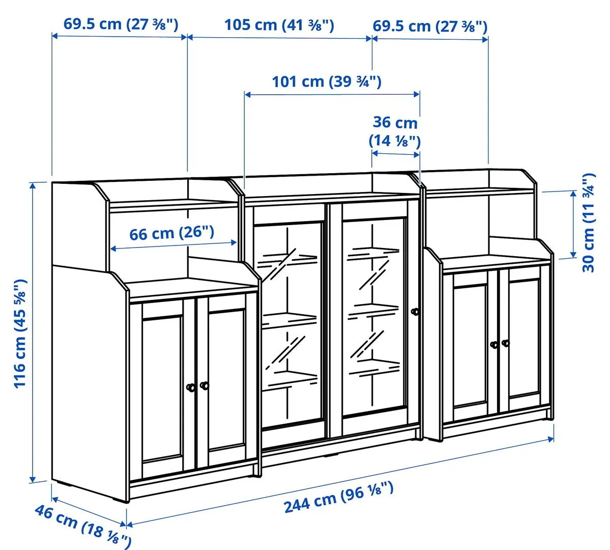 Tumba Ikea Hauga 244x46x116 (Gri)
