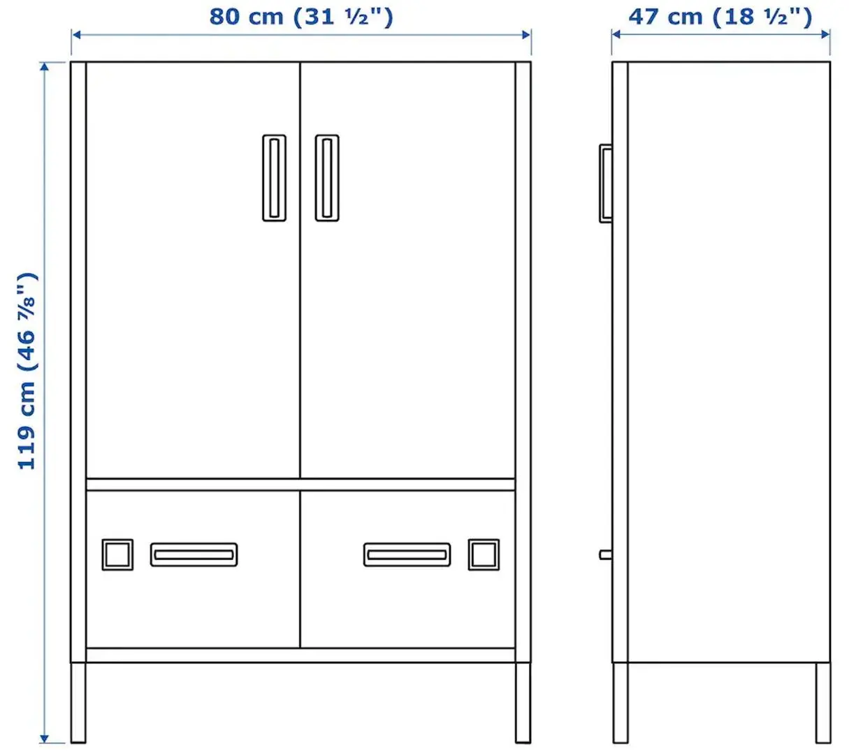 Tumba Ikea Idasen cu usi/sertare (Gri Inchis)