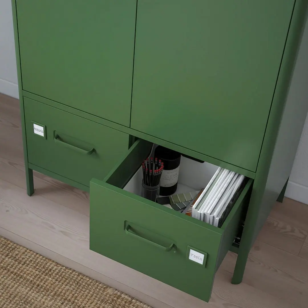 Tumba Ikea Idasen cu usi/sertare (Verde)
