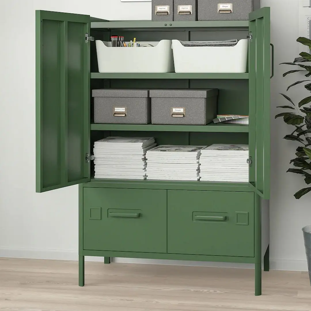 Tumba Ikea Idasen cu usi/sertare (Verde)