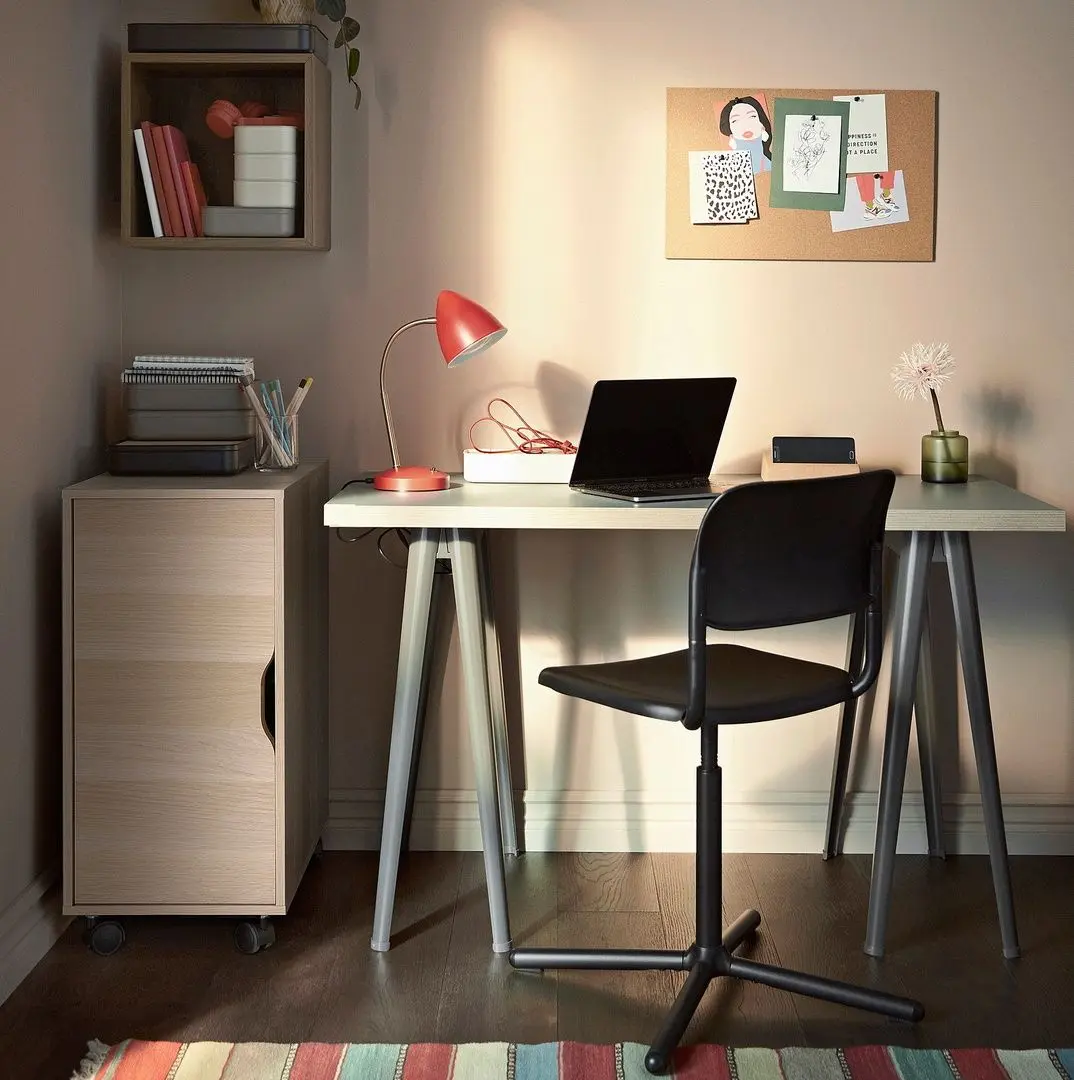 Tumba pe role Ikea Alex 36x76 (Aspect Stejar Antichizat/Negru)