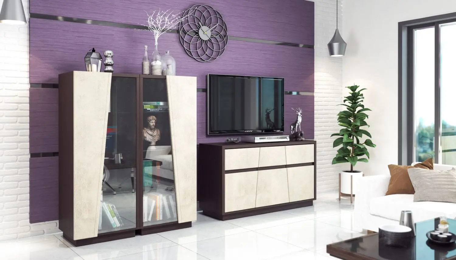 Тумба КМК 0555.3 Нирвана 2Я2Д (Дуб Кантербери/Камень Серый)