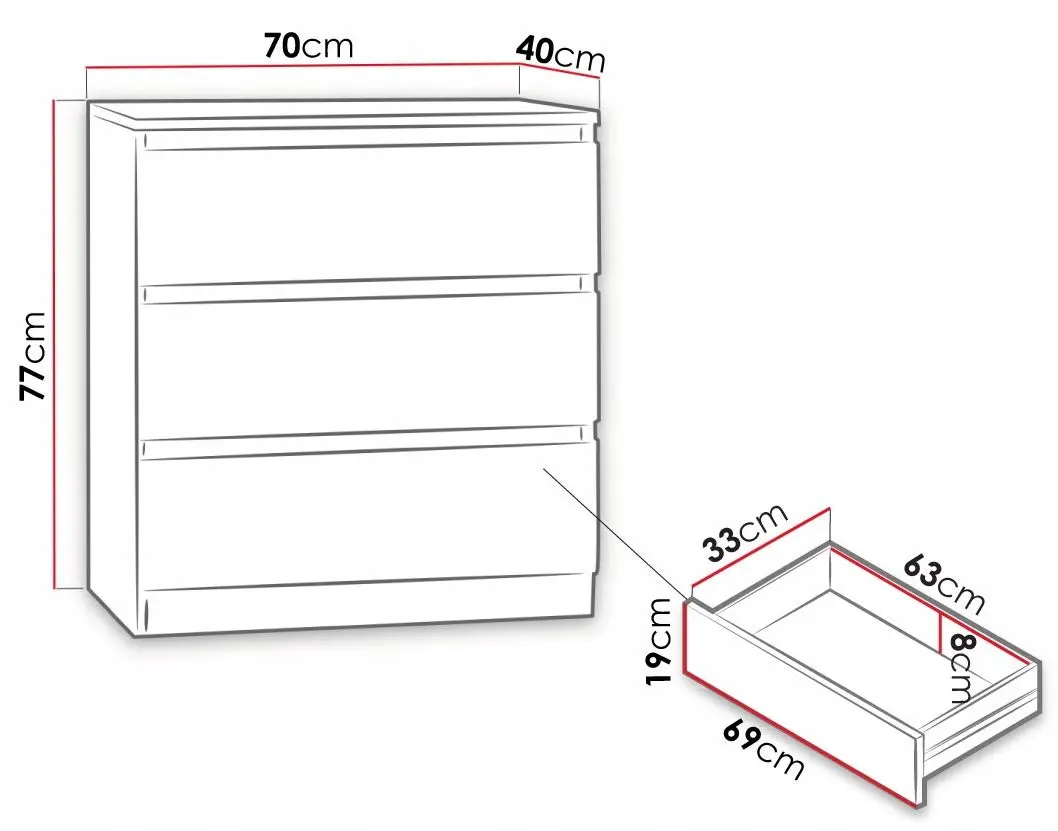 Comoda Mirjan24 Osko/Malwa M3 (White) - 3