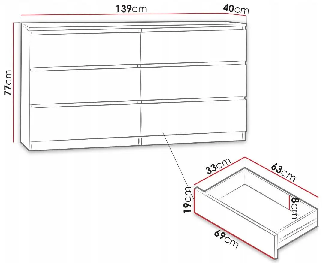 Комод Mirjan24 Osko/Malwa M6 140 (Sonoma Oak) - 4
