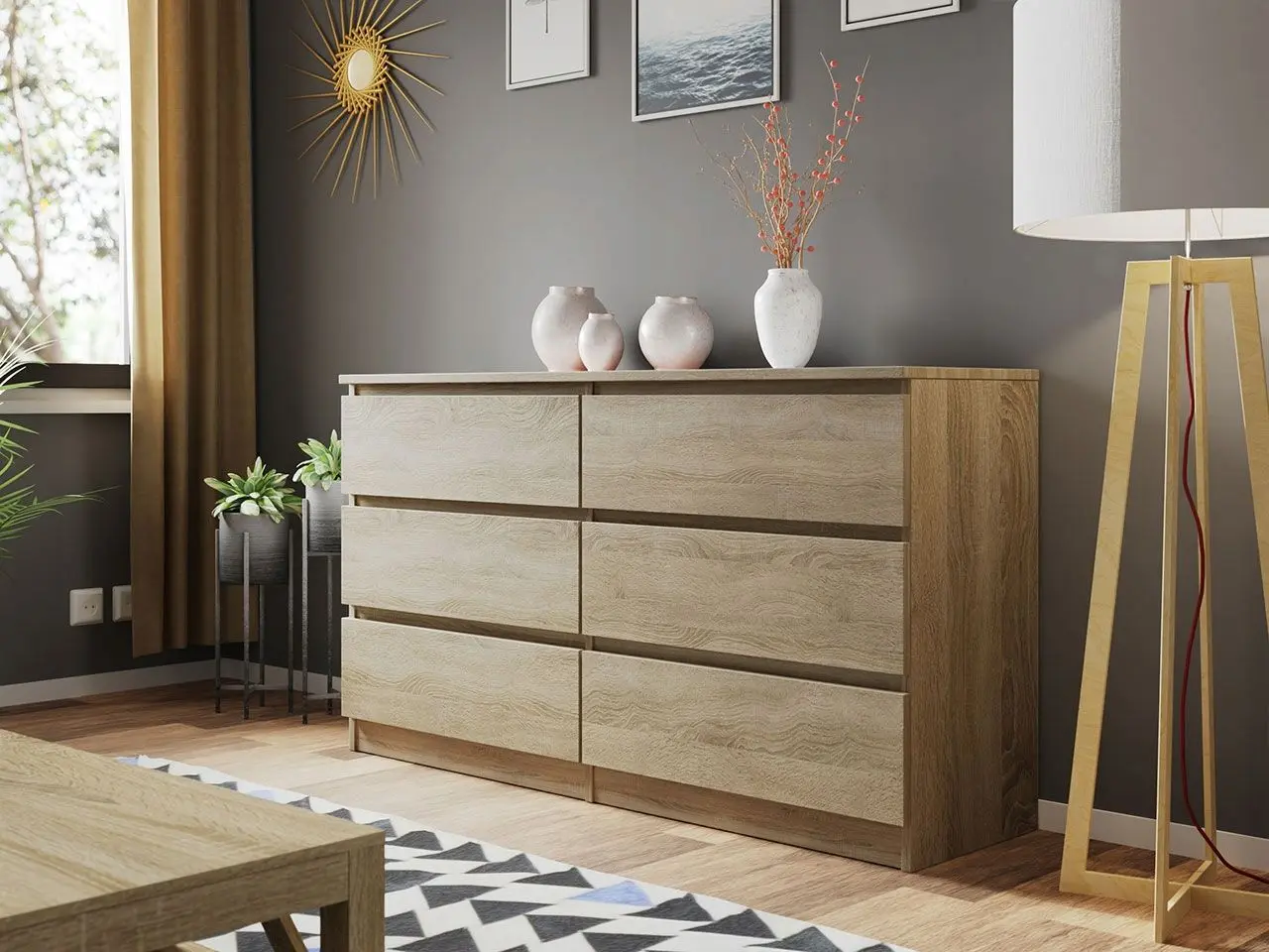 Комод Mirjan24 Osko/Malwa M6 140 (Sonoma Oak) - 3