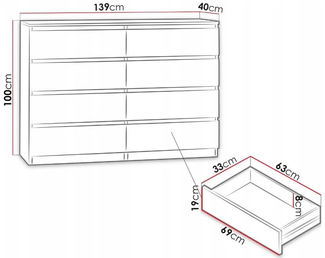 Комод Mirjan24 Osko/Malwa M8 140 (White) - 3