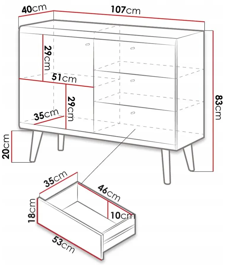 Tumba Mirjan24 Prime/Primo KSZ 107 (Riviera Oak/White) - 3