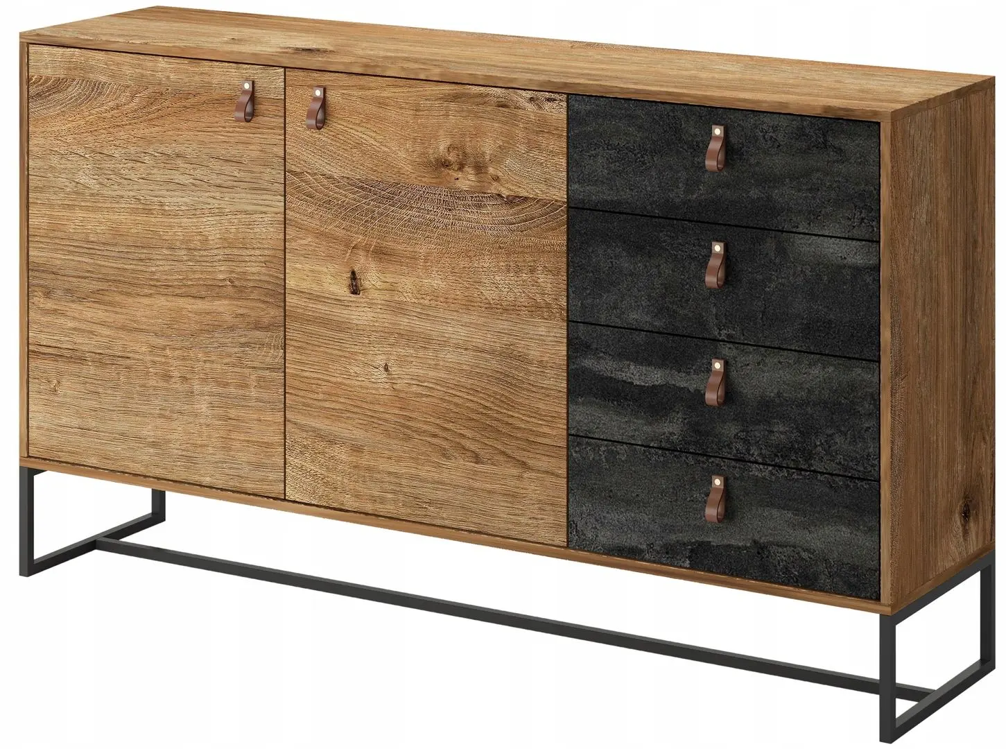 Comoda Mirjan24 Sokrates/Dark K153 (Ribbeck Oak/Black Stone)