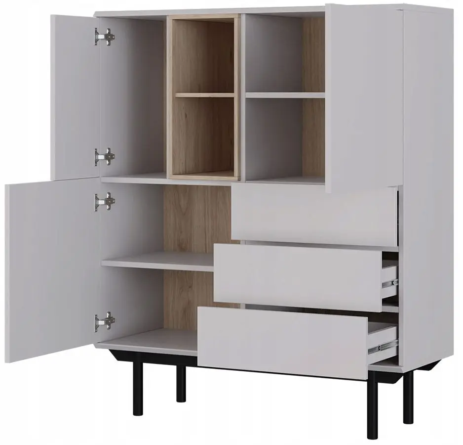 Tumba Mirjan24 Francisco/Inox K100 (Grey/Hickory Jackson)