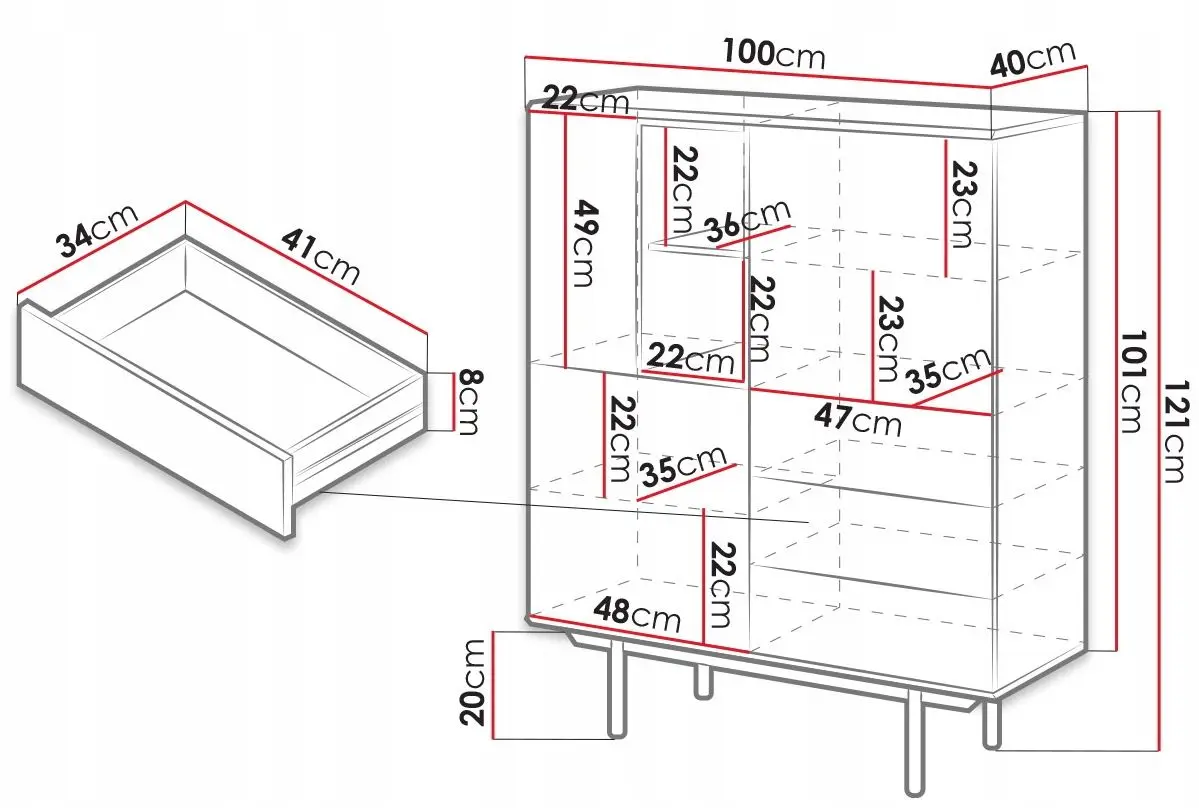 Tumba Mirjan24 Francisco/Inox K100 (Grey/Hickory Jackson)