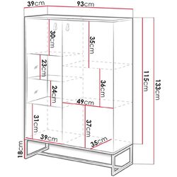 Dulap-Vitrina Mirjan24 Sokrates/Dark WT93 (Ribbeck Oak/Black Stone) Thumb