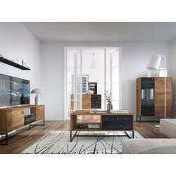 Dulap-Vitrina Mirjan24 Sokrates/Dark WT93 (Ribbeck Oak/Black Stone) Thumb