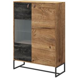 Dulap-Vitrina Mirjan24 Sokrates/Dark WT93 (Ribbeck Oak/Black Stone)