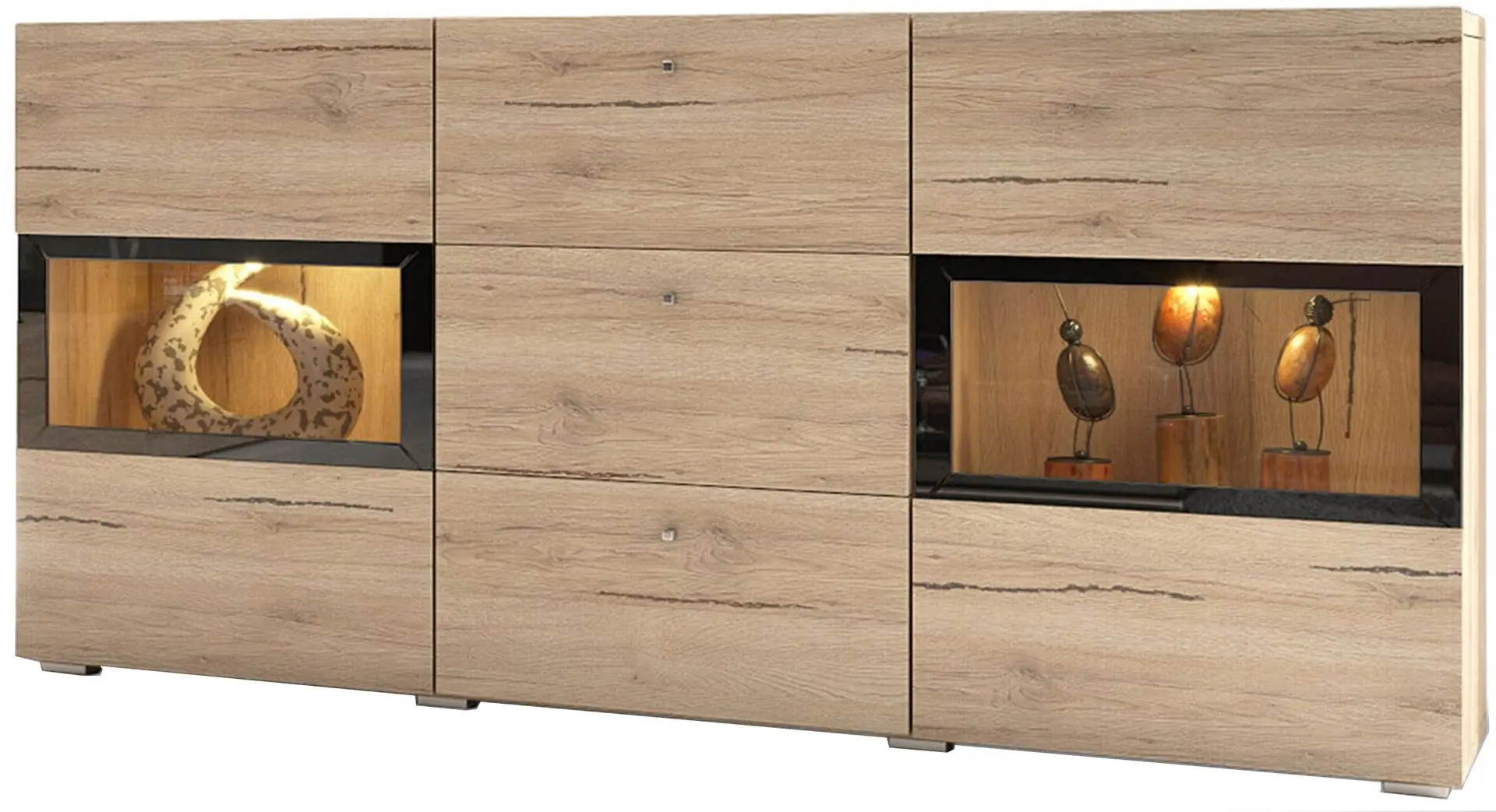 Comoda-Vitrina Helvetia Baros 26 LED (Sanremo Oak Light)