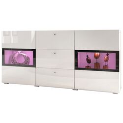 Comoda-vitrina Helvetia Baros 26 LED (White/White Gloss)