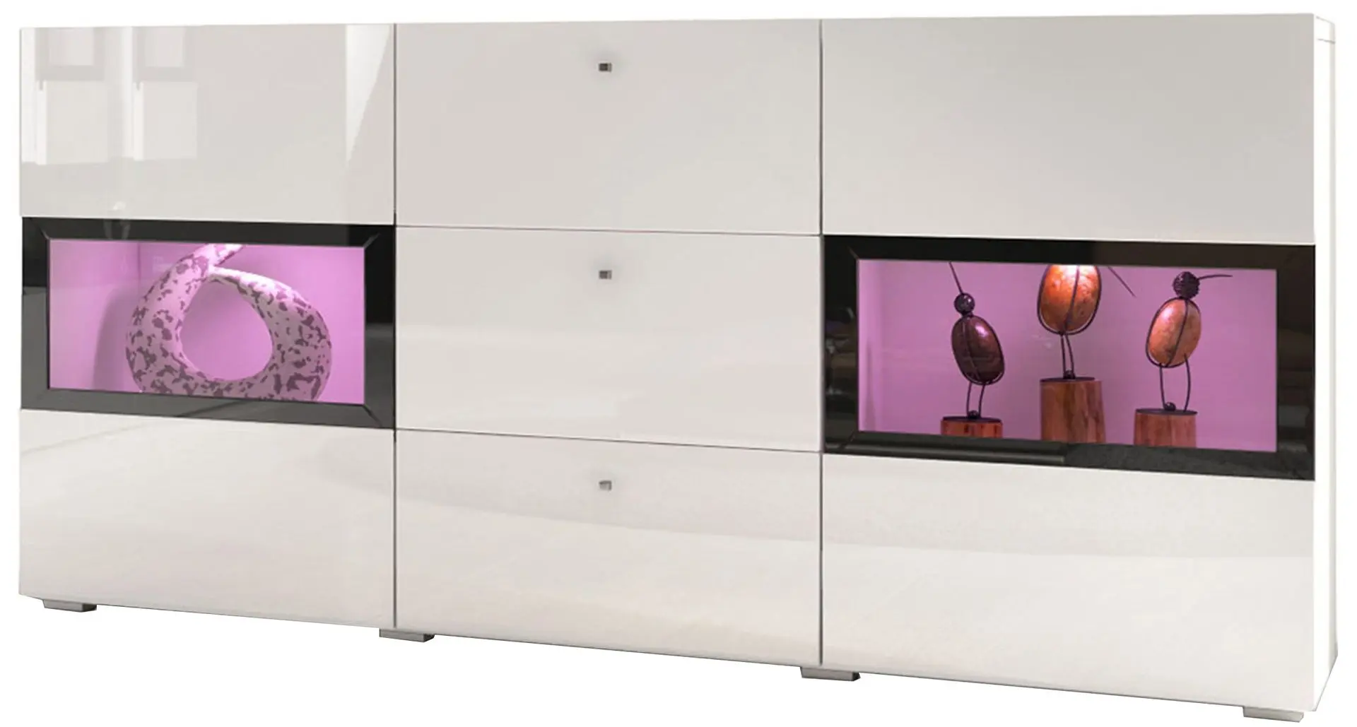 Comoda-vitrina Helvetia Baros 26 LED (White/White Gloss)