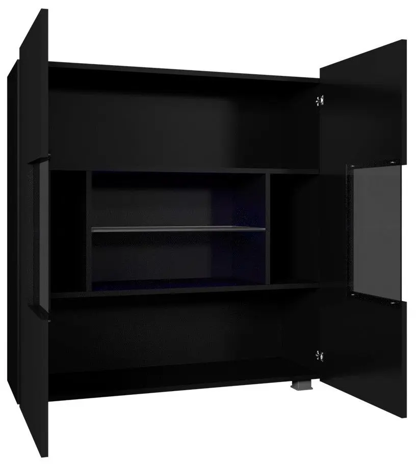Tumba-Vitrina Bralani/Calabrini C1 K2D (Black/Black Gloss) - 3