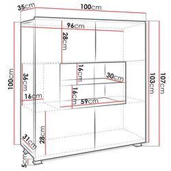 Tumba-Vitrina Bralani/Calabrini C1 K2D (Black/Black Gloss) Thumb