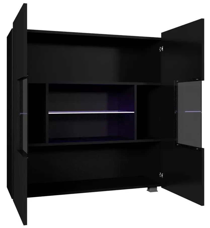Тумба-Витрина Mirjan24 Bralani/Calabrini C1 K2D LED (Black/Black Gloss) - 2