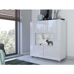 Tumba-Vitrina Bralani/Calabrini C1 K2D LED (White/White Gloss) Thumb