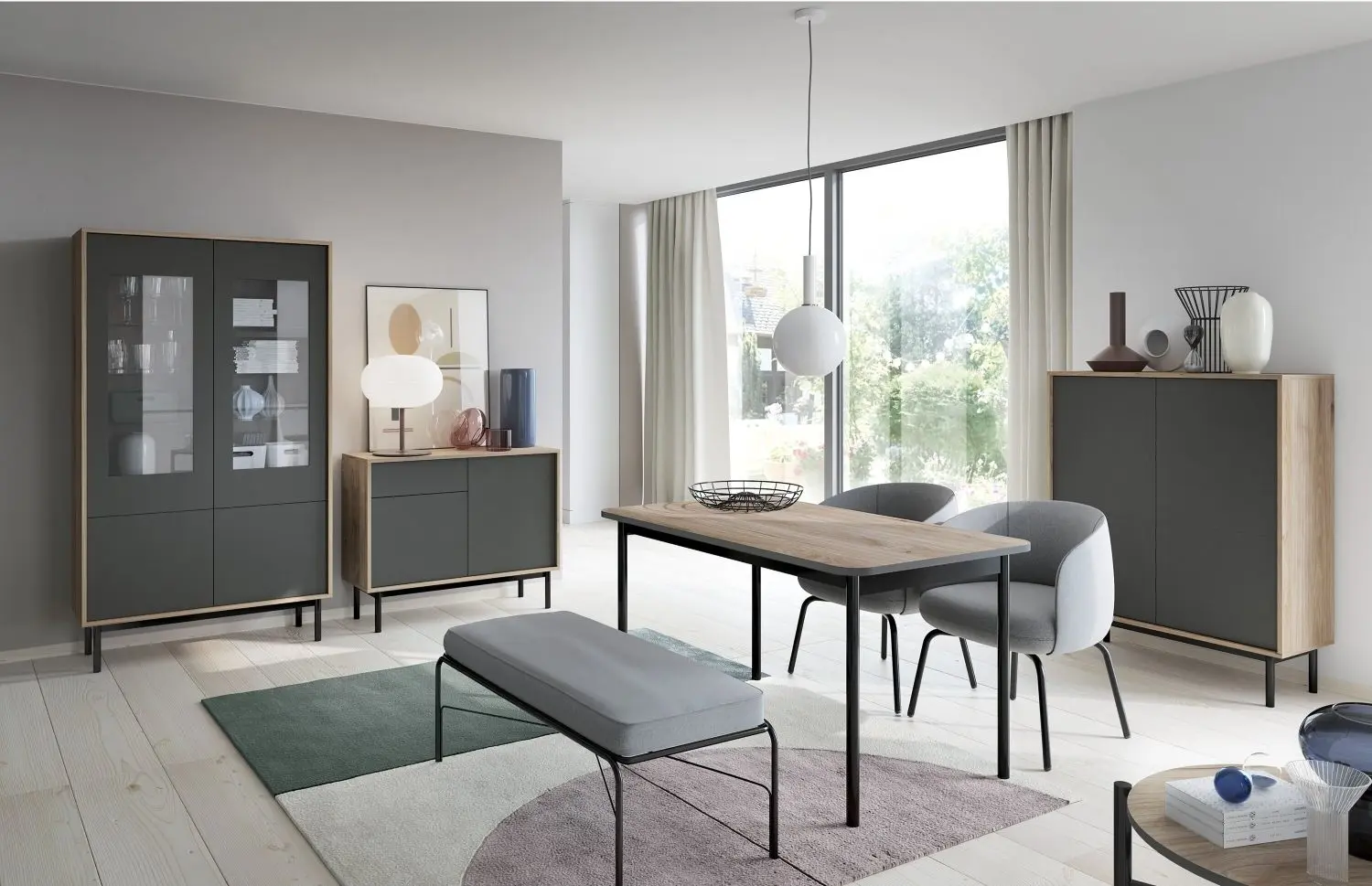 Dulap Mobhaus Bergen BKD104 (Jackson Hickory Oak/Graphite)