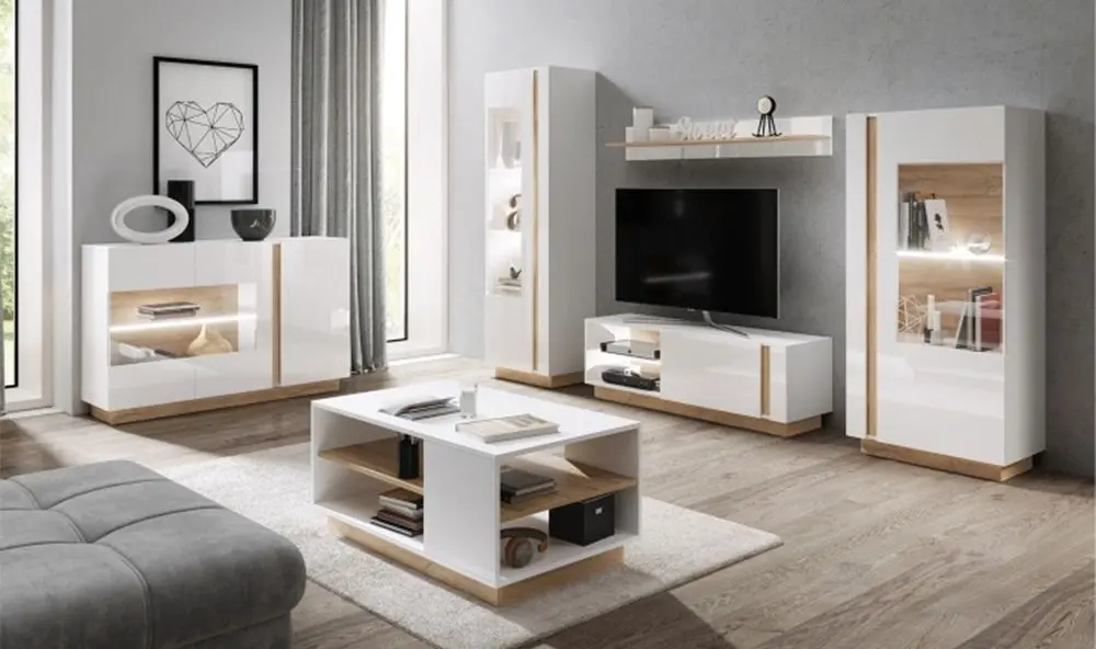 Тумба Mobhaus City Стекло (White/Grandson Oak/White Gloss)