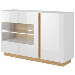 Tumba Mobhaus City Sticla (White/Grandson Oak/White Gloss)