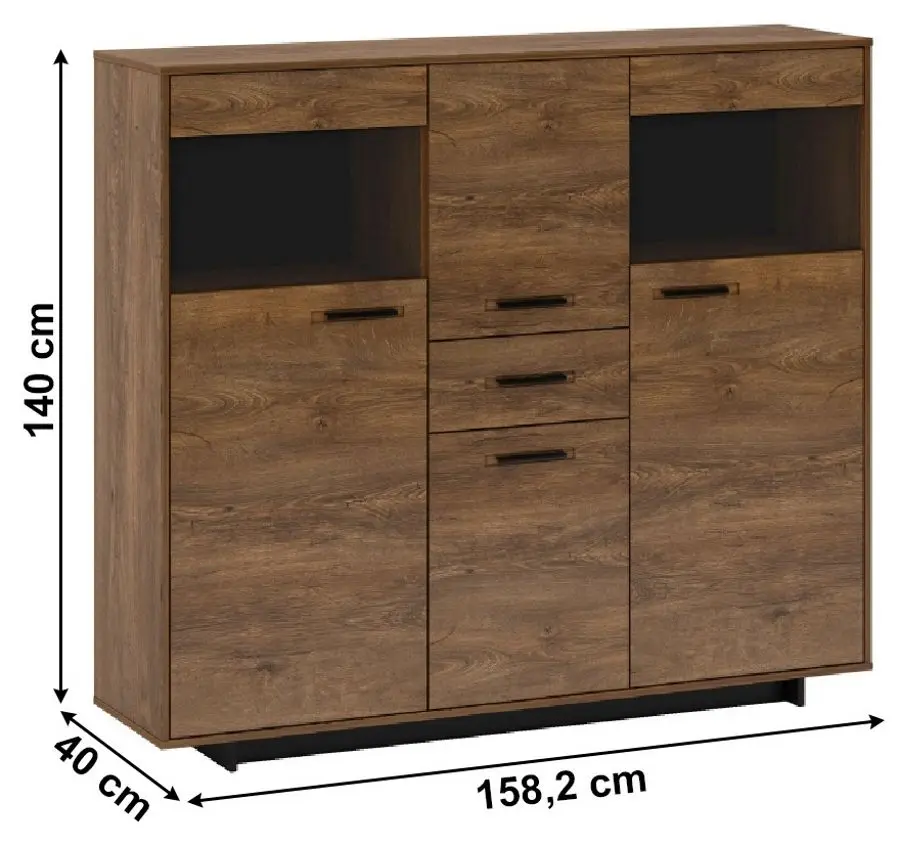 Dulap Tempo Kondela Delis K (Bolzano Oak/Black)