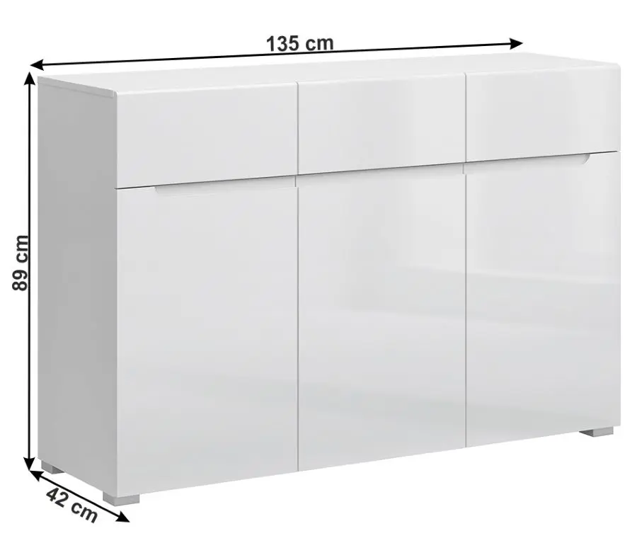 Тумба Mobhaus Jolk 3D3S (White/White Extra High Gloss)