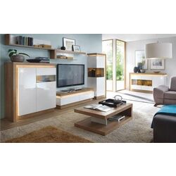 Тумба Tempo Kondela Leonardo LYOK02 (Riviera Oak/White Extra High Gloss) Thumb