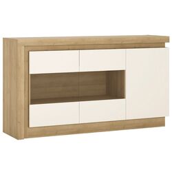 Tumba Tempo Kondela Leonardo LYOK02 (Riviera Oak/White Extra High Gloss)