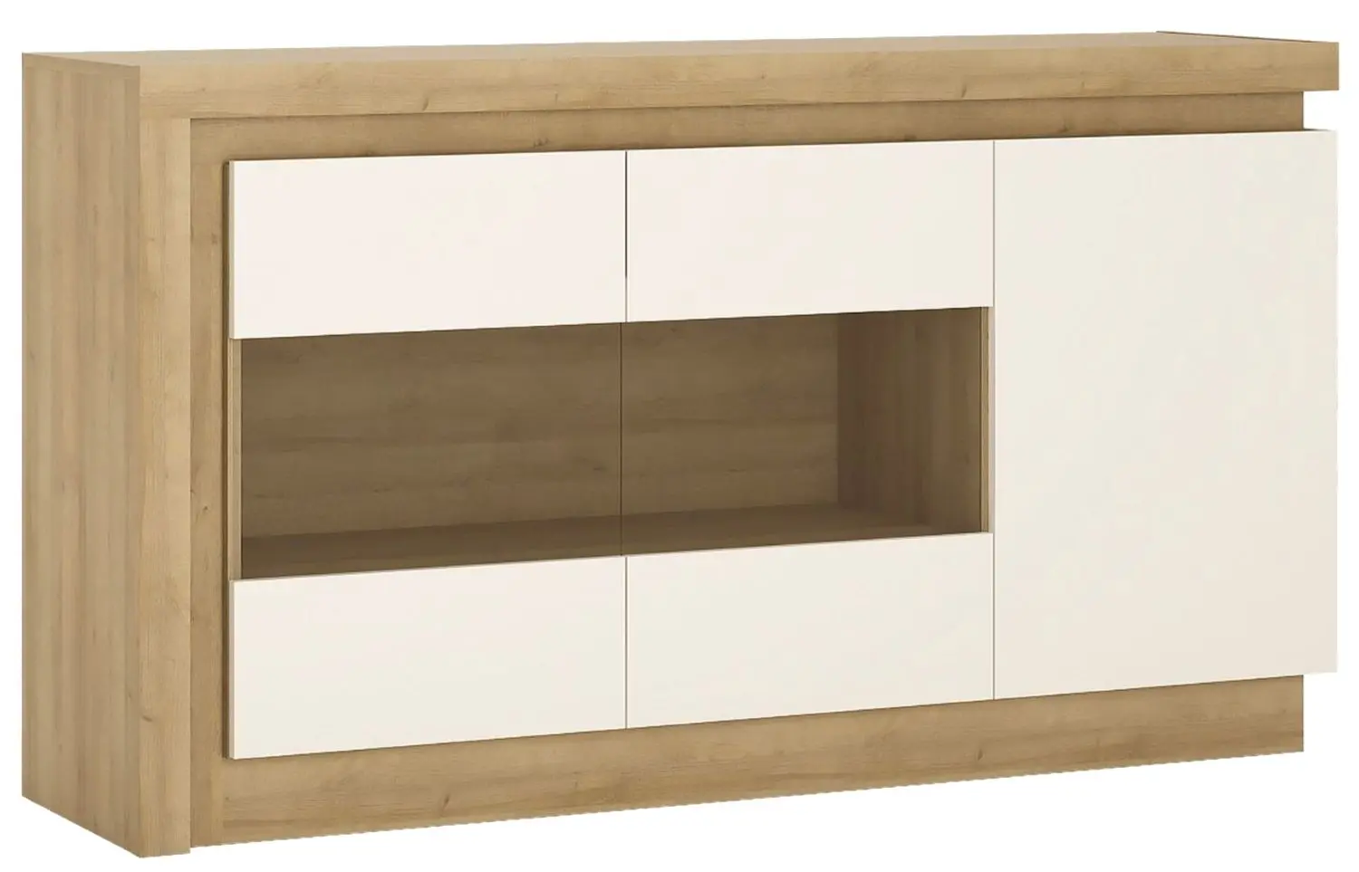 Тумба Tempo Kondela Leonardo LYOK02 (Riviera Oak/White Extra High Gloss)