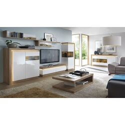 Тумба Tempo Kondela Leonardo LYOV04L (Riviera Oak/White Extra High Gloss) Thumb