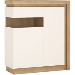 Tumba Tempo Kondela Leonardo LYOV04L (Riviera Oak/White Extra High Gloss)