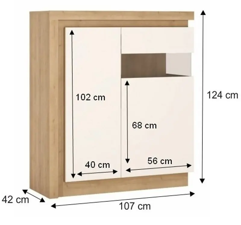 Тумба Tempo Kondela Leonardo LYOV04P (Riviera Oak/White Extra High Gloss)