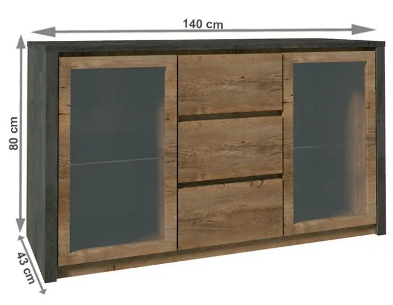 Тумба Mobhaus Montana K2D (Lefkas Oak Dark/Gray Smooth)