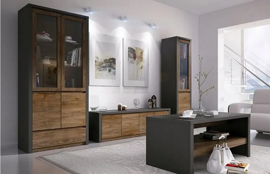 Тумба Mobhaus Montana K2DP (Lefkas Oak Dark/Gray Smooth)