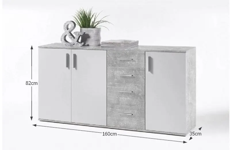 Тумба Tempo Kondela Poppy 3 (White/Concrete)