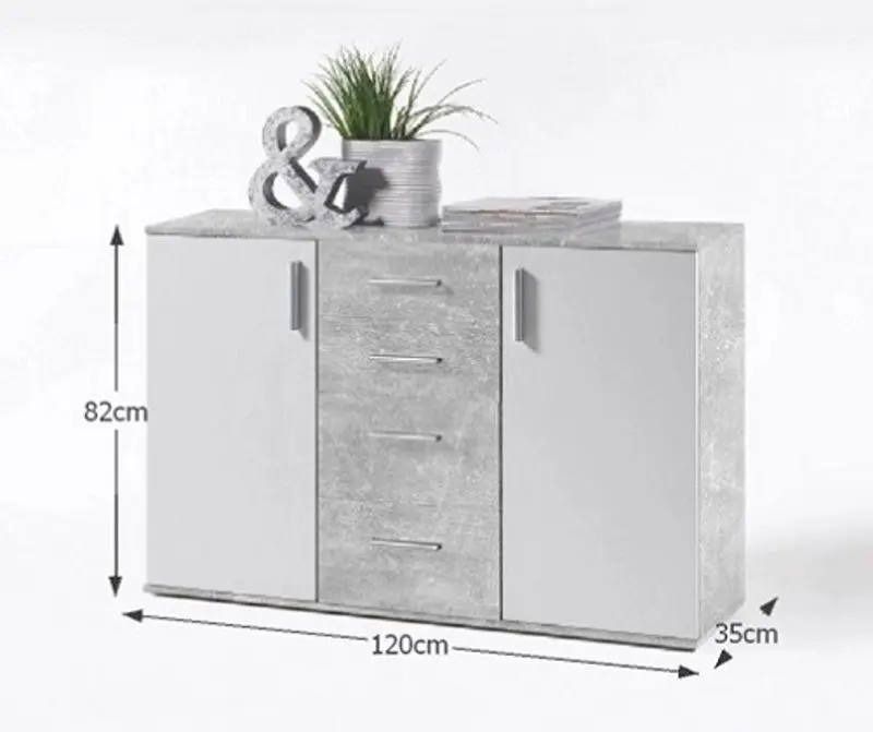 Тумба Tempo Kondela Poppy 5 (White/Concrete)